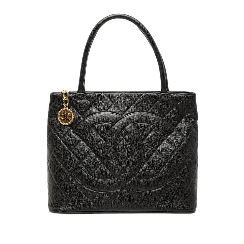 Chanel Caviar Medallion Tote Black Leather Very good condition - Front View
