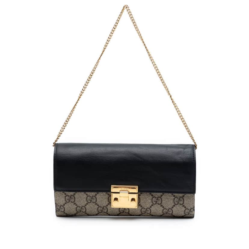 Gucci GG Supreme Padlock Wallet On Chain Beige Very good condition - Front View