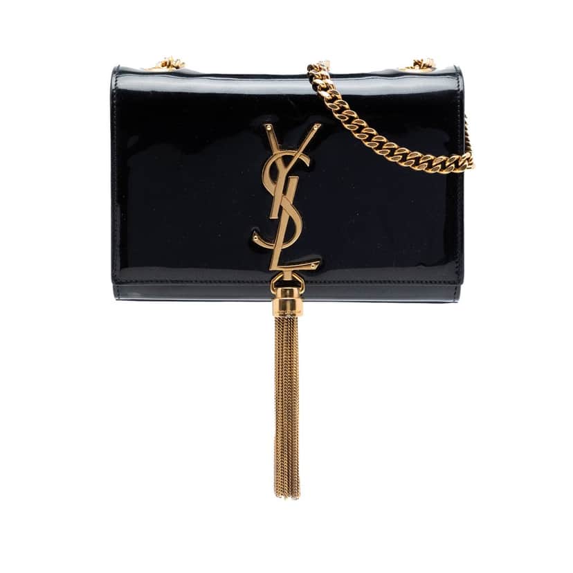 Saint Laurent Small Patent Classic Monogram Kate Tassel Crossbody Black Leather Very good condition - Front View