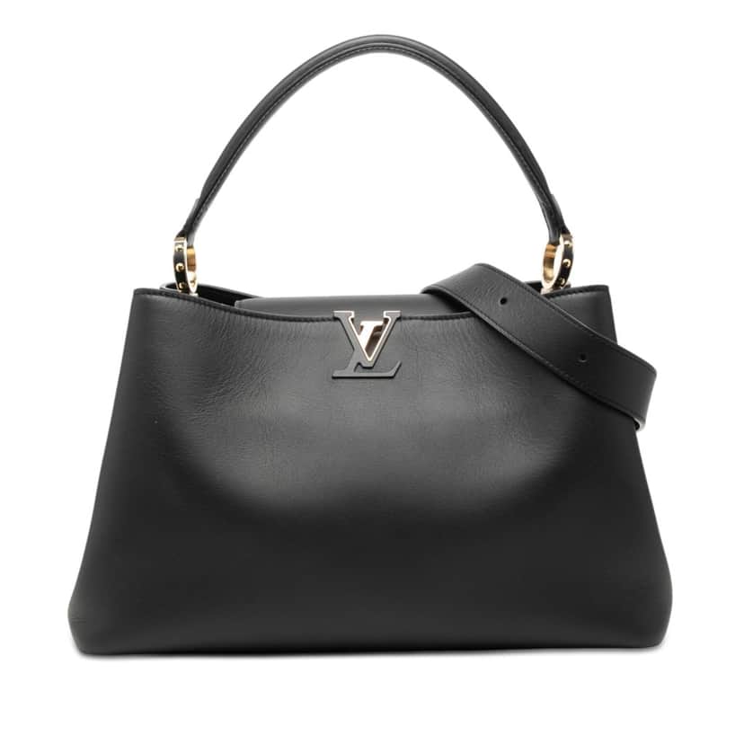 Louis Vuitton Smooth Taurillon Capucines Souple GM Black Leather Very good condition - Front View