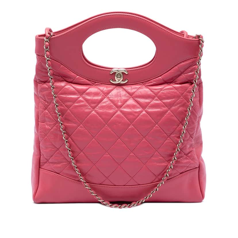 Chanel Small Quilted Shiny Aged Calfskin 31 Shopping Bag Pink Leather Very good condition - Front View