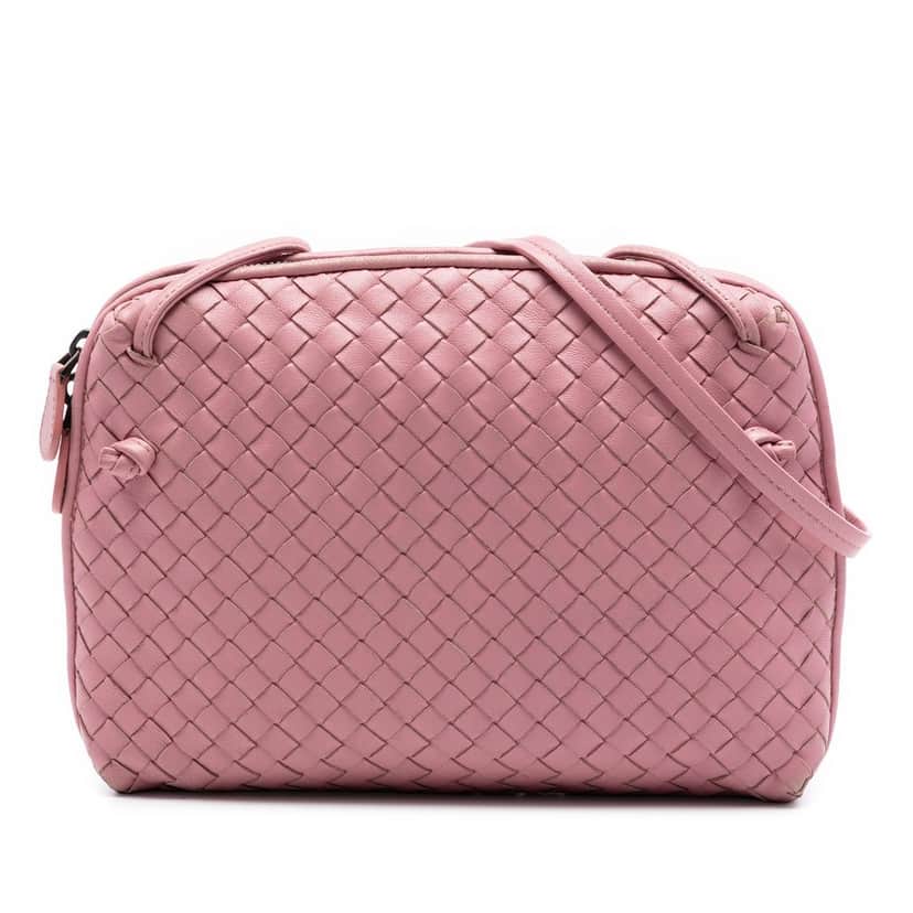Bottega Veneta Nappa Intrecciato Nodini Crossbody Pink Leather Very good condition - Front View