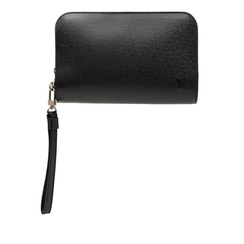 Louis Vuitton Taiga Pochette Baikal Black Leather Very good condition - Front View