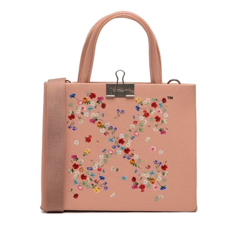 Off-White Mini Calfskin Box Flower Arrow Satchel Brown Leather Good condition - Front View