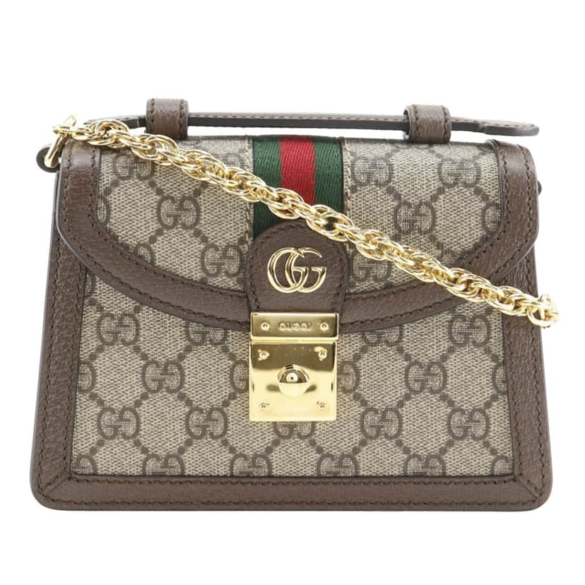 Gucci Small GG Supreme Web Ophidia Top Handle Bag Beige Very good condition - Front View