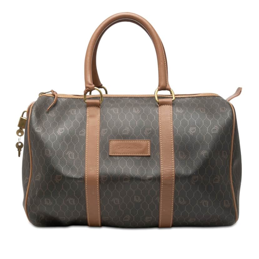 Dior Honeycomb Coated Canvas Boston Bag Black Good condition - Front View