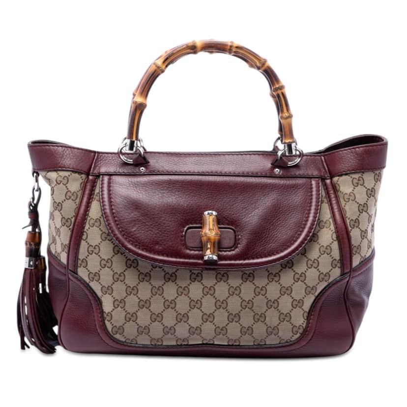 Gucci Medium GG Canvas New Bamboo Tassel Tote Beige Very good condition - Front View