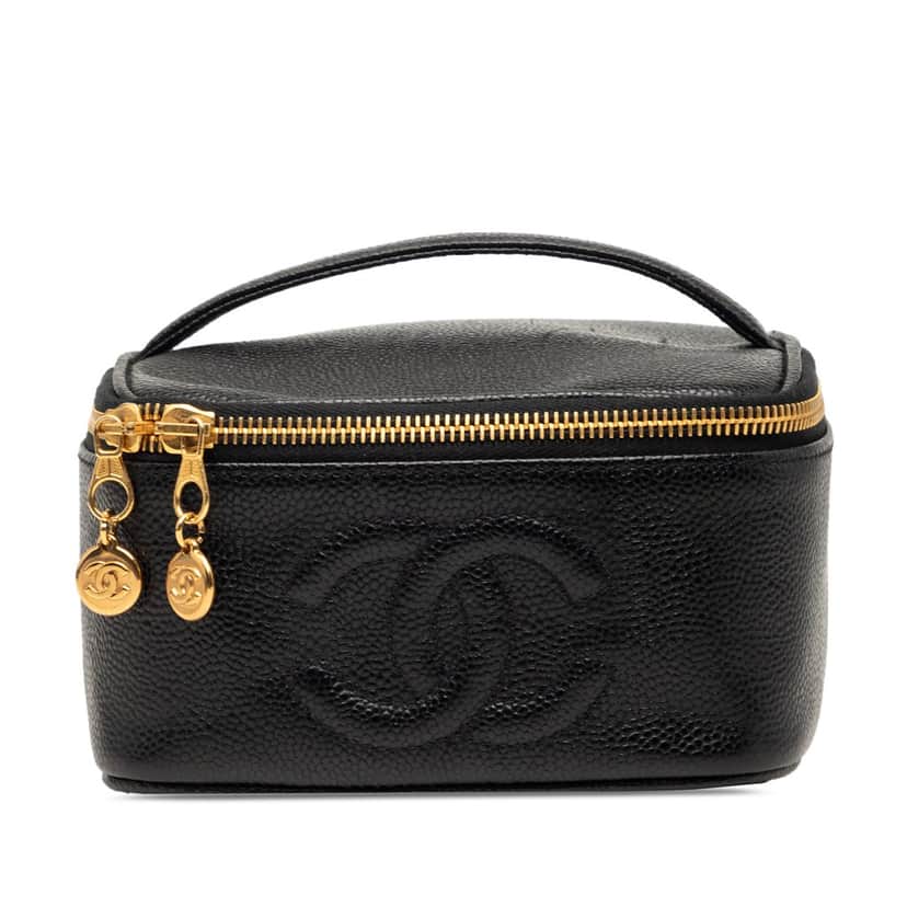 Chanel CC Caviar Vanity Bag Black Leather Very good condition - Front View