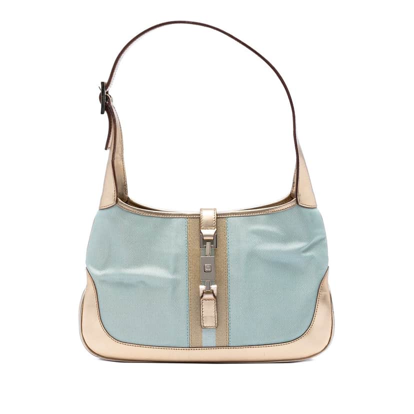 Gucci Canvas Web Jackie Shoulder Bag Green Very good condition - Front View