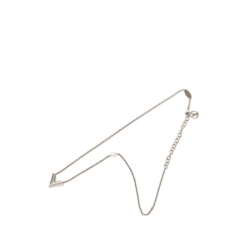 Louis Vuitton Brass Essential V Supple Necklace Silver Metal Very good condition - Front View