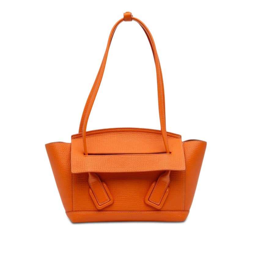 Bottega Veneta Small Grained Calfskin Arco Tote Orange Leather Very good condition - Front View