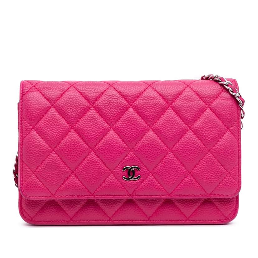 Chanel Classic Caviar Wallet On Chain Pink Leather Very good condition - Front View