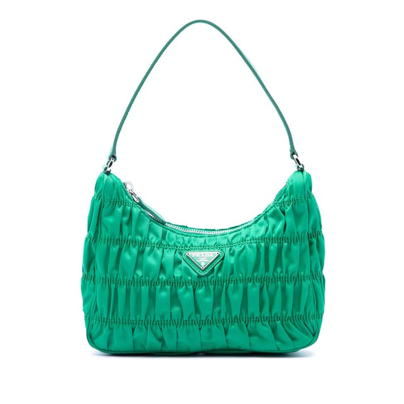 Prada Tessuto Gaufre Re Edition Shoulder Bag Green Very good condition - Front View