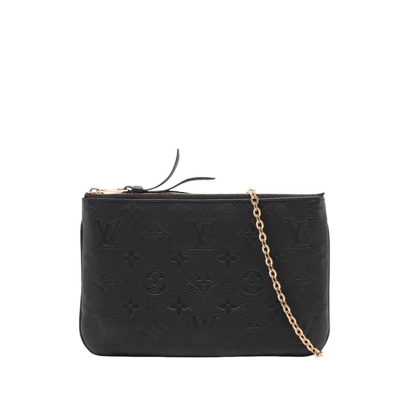 Louis Vuitton Monogram Empreinte Double Zip Pochette Black Leather Very good condition - Front View