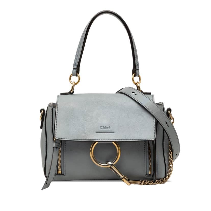 Chloé Mini Leather Faye Day Satchel Blue Leather Very good condition - Front View