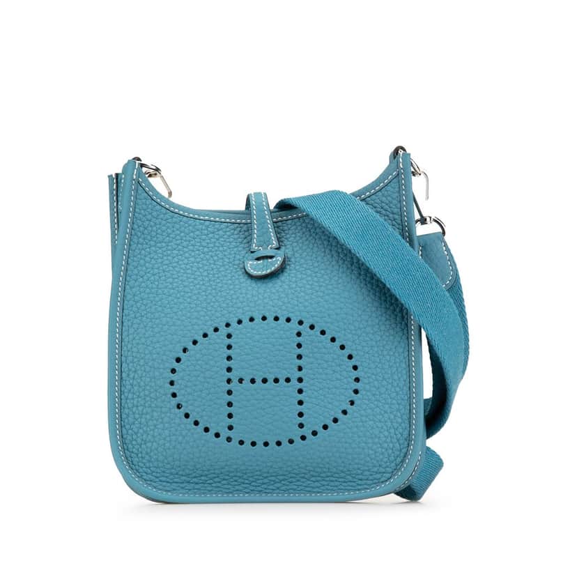 Hermès Clemence Evelyne III TPM Blue Leather Very good condition - Front View