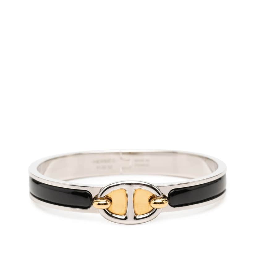 Hermès Mini Enamel Clic Chaine d Ancre Bracelet PM Black Very good condition - Front View