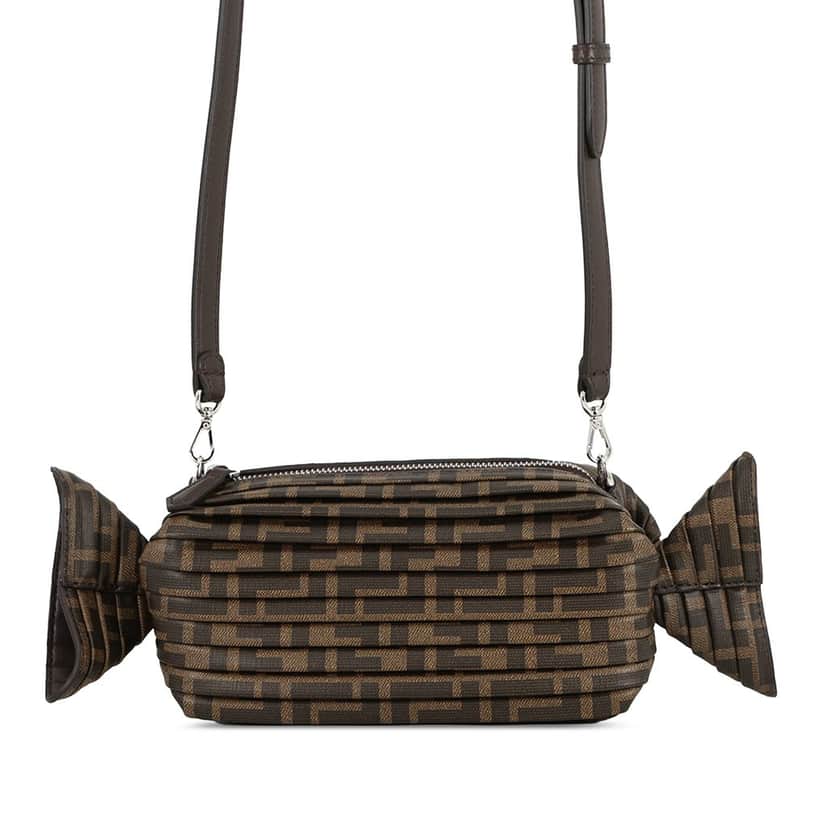 Fendi Zucca Coated Canvas Caramella Candy Camera Bag Brown Very good condition - Front View