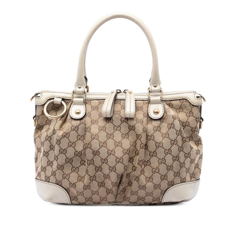 Gucci GG Canvas Sukey Satchel Beige Very good condition - Front View