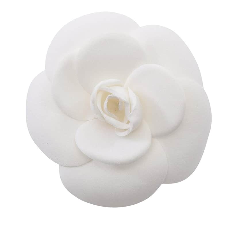 Chanel Canvas Camellia Brooch White Very good condition - Front View