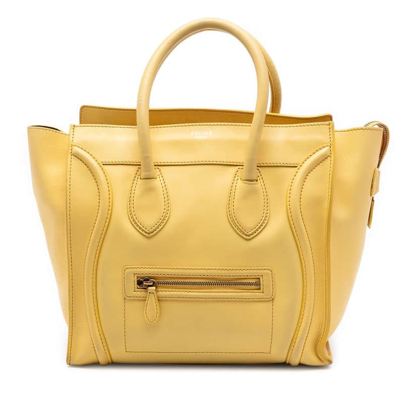 Celine Mini Leather Luggage Tote Yellow Leather Good condition - Front View