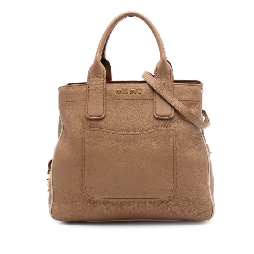 Miu Miu Vitello Caribu Satchel Brown Leather Very good condition - Front View