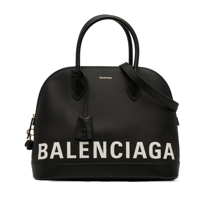 Balenciaga Grained Calfskin Ville Top Handle Bag M Black Leather Very good condition - Front View