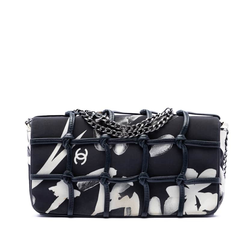 Chanel Small Silk and Lambskin Net Tahiti Flap Black Very good condition - Front View