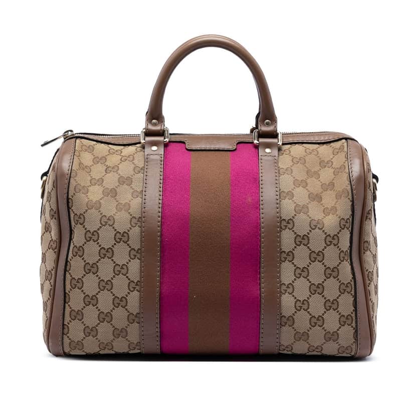 Gucci Medium GG Canvas Web Joy Boston Bag Beige Very good condition - Front View