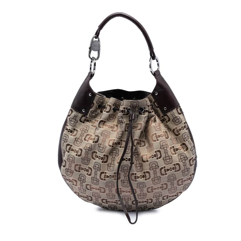 Gucci Horsebit Canvas Hobo Beige Very good condition - Front View