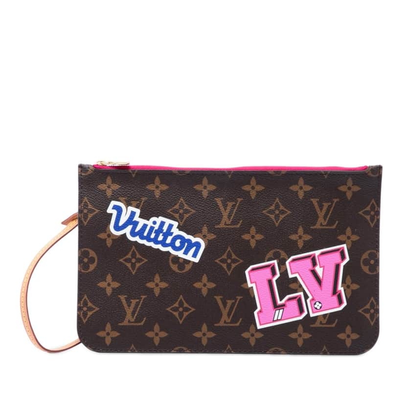 Louis Vuitton Monogram Patches Neverfull MM Pouch Brown Very good condition - Front View