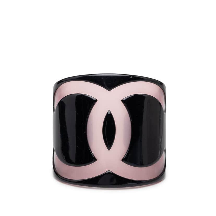 Chanel CC Resin Bangle Black Plastic Very good condition - Front View