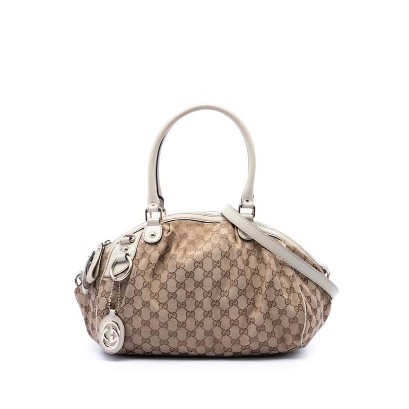 Gucci GG Canvas Sukey Satchel Beige Very good condition - Front View