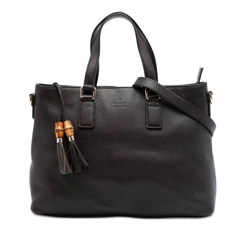Gucci Leather Bamboo Tassel Satchel Brown Leather Very good condition - Front View