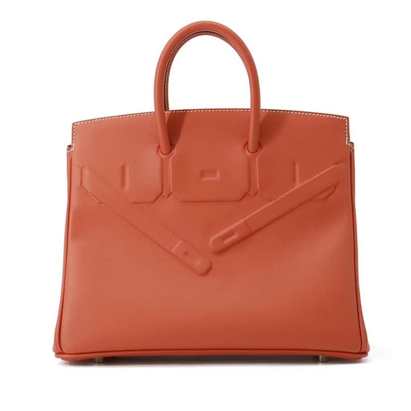 Hermès Swift Birkin Shadow Retourne 25 Orange Leather Very good condition - Front View