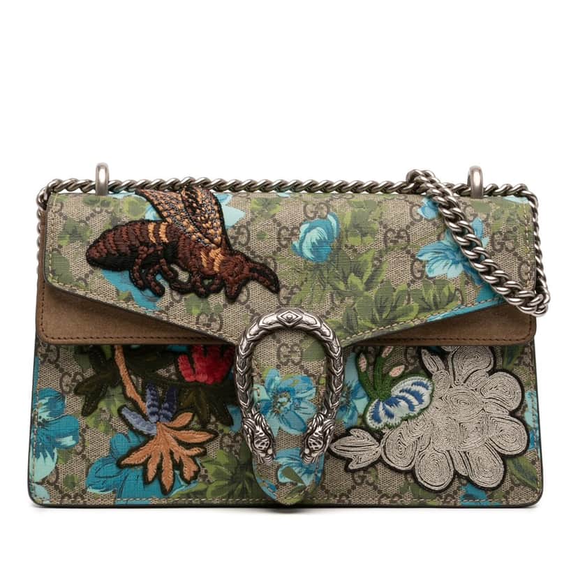Gucci Medium GG Supreme Blooms and Bee Dionysus Shoulder Bag Beige Very good condition - Front View