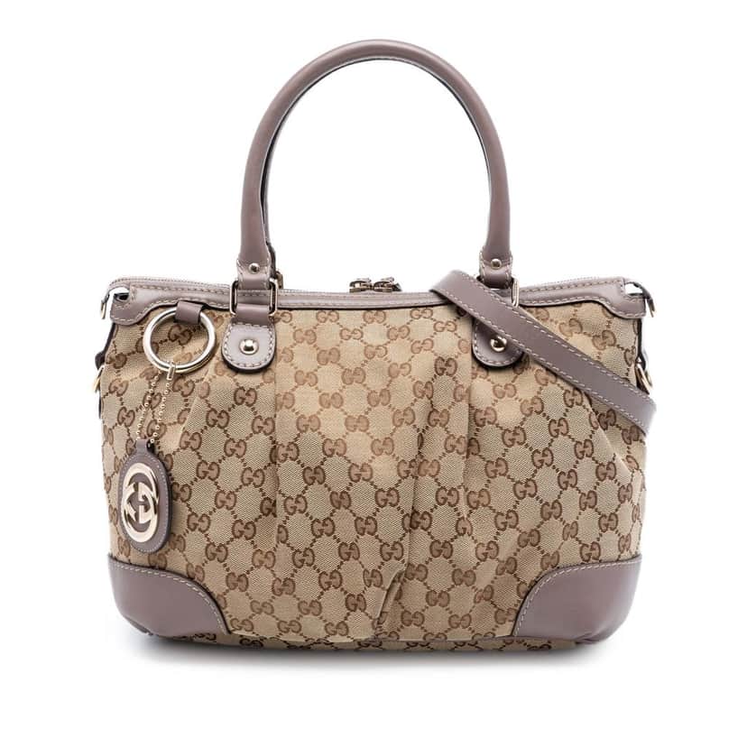 Gucci GG Canvas Sukey Satchel Beige Very good condition - Front View