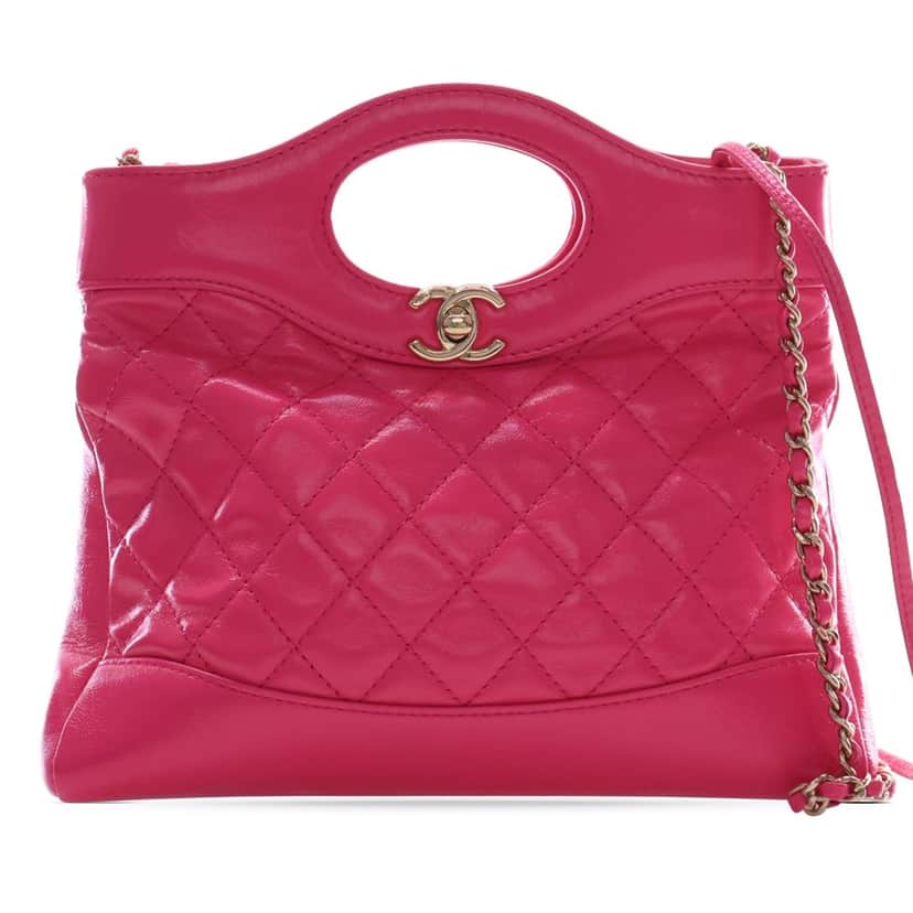 Chanel Large Quilted Glazed Calfskin 31 Shopping Bag Pink Leather Very good condition - Front View