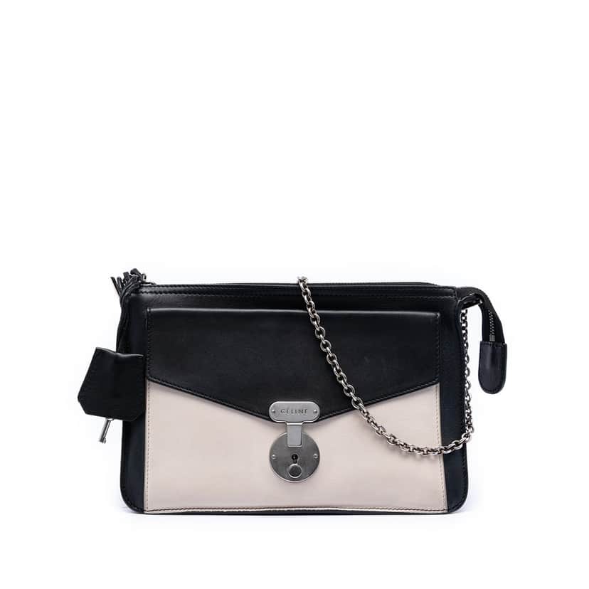 Celine Bicolor Leather Pocket Envelope Zip Crossbody Black Leather Very good condition - Front View