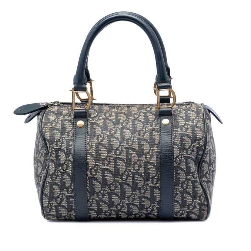 Dior Small Diorissimo Trotter Canvas Boston Bag Blue Very good condition - Front View