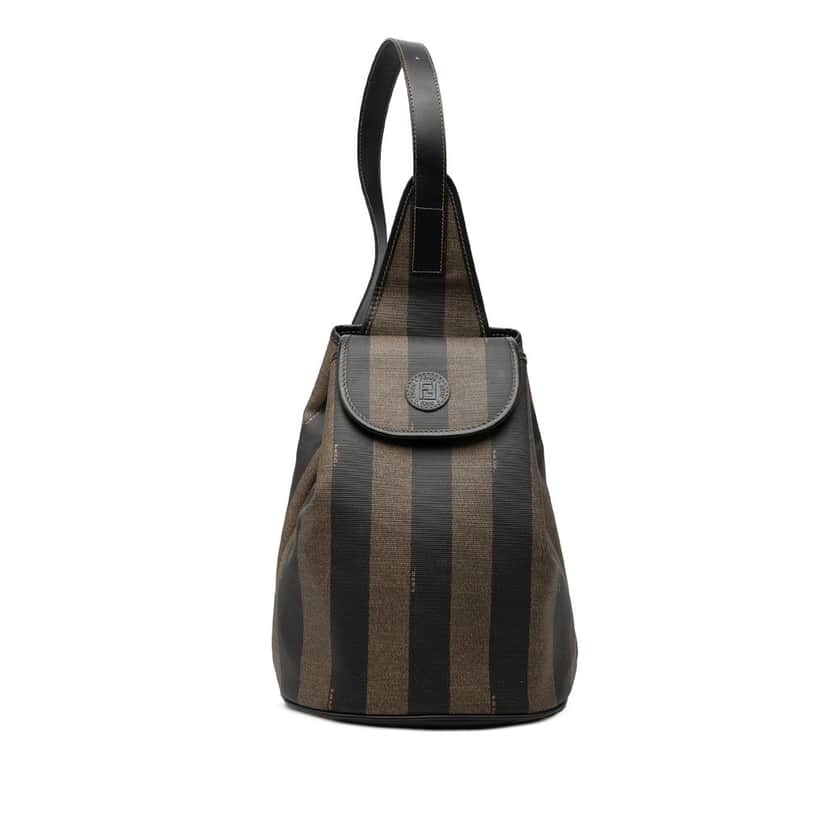 Fendi Pequin Coated Canvas Sling Bag Brown Very good condition - Front View