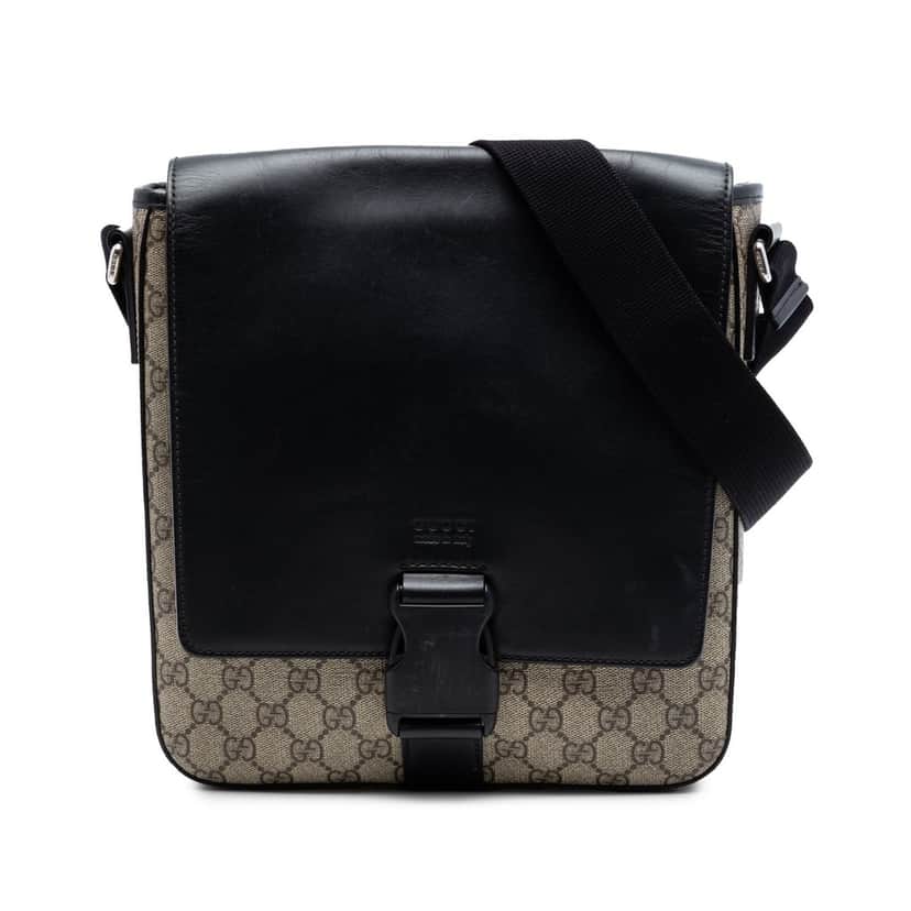 Gucci GG Supreme Flap Messenger Bag Beige Very good condition - Front View