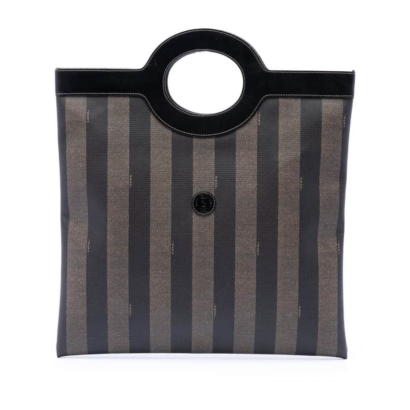 Fendi Pequin Coated Canvas Tote Brown Very good condition - Front View