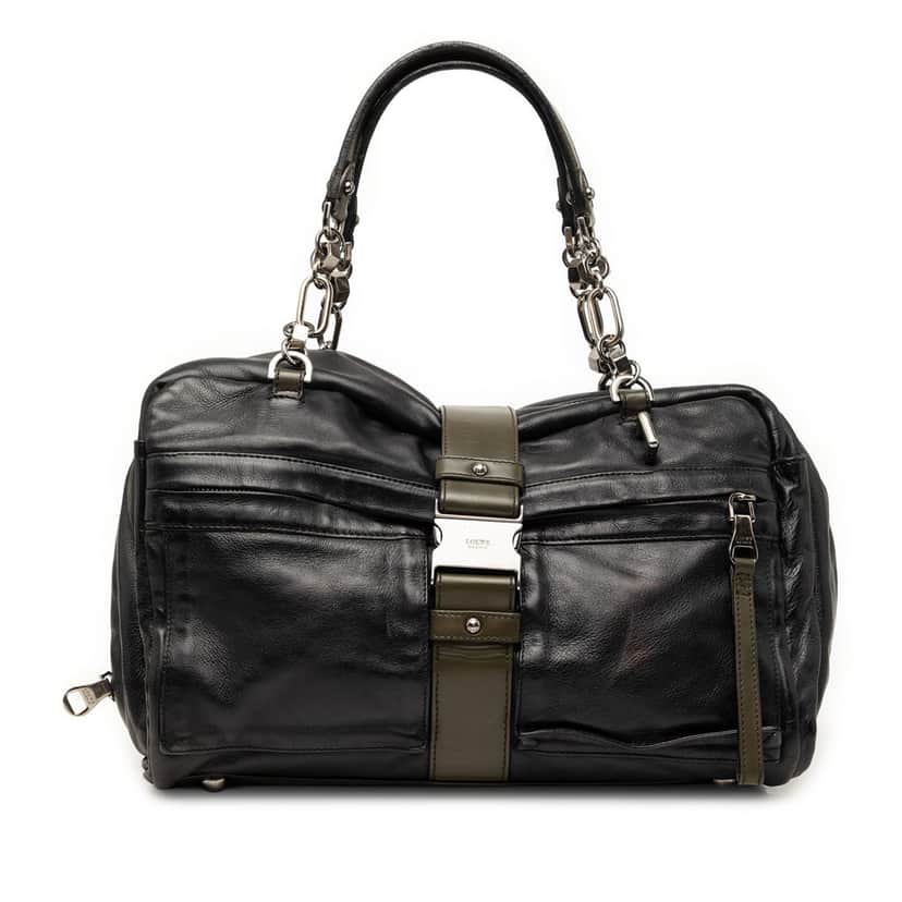 Loewe Bicolor Leather Laura 33 Handbag Black Leather Very good condition - Front View