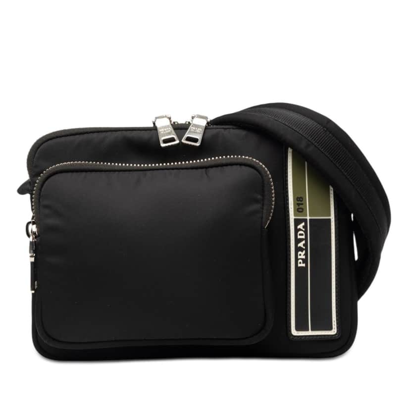 Prada Tessuto Front Pocket Logo Crossbody Black Very good condition - Front View