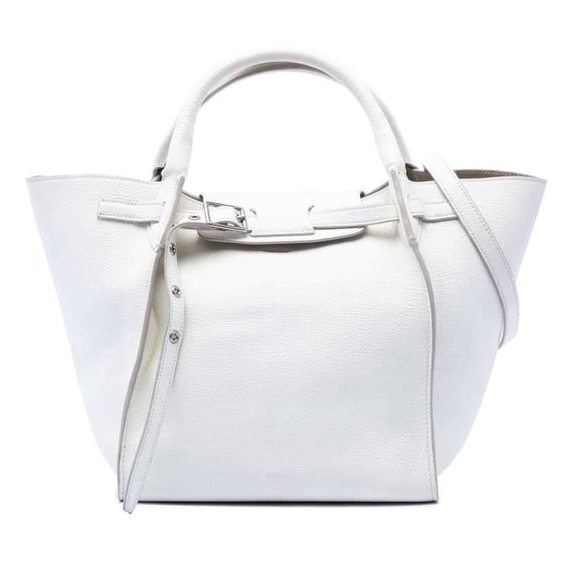 Celine Small Supple Grained Calfskin Big Bag White Leather Very good condition - Front View