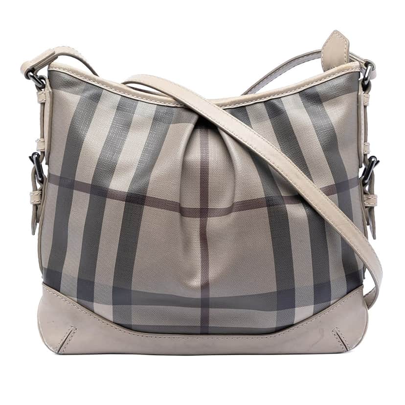 Burberry Smoke Check Coated Canvas Hartham Crossbody Beige Very good condition - Front View