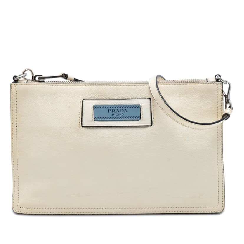 Prada Glace Calf Etiquette Crossbody White Leather Very good condition - Front View