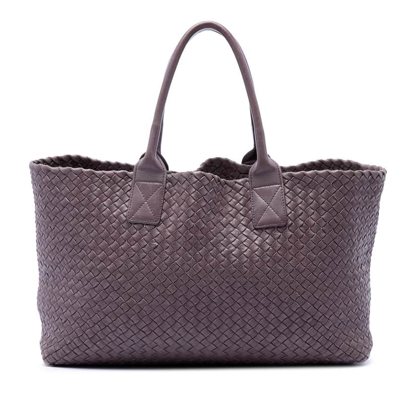 Bottega Veneta Limited Edition Medium Lambskin Intreccio Cabat Tote Purple Leather Very good condition - Front View