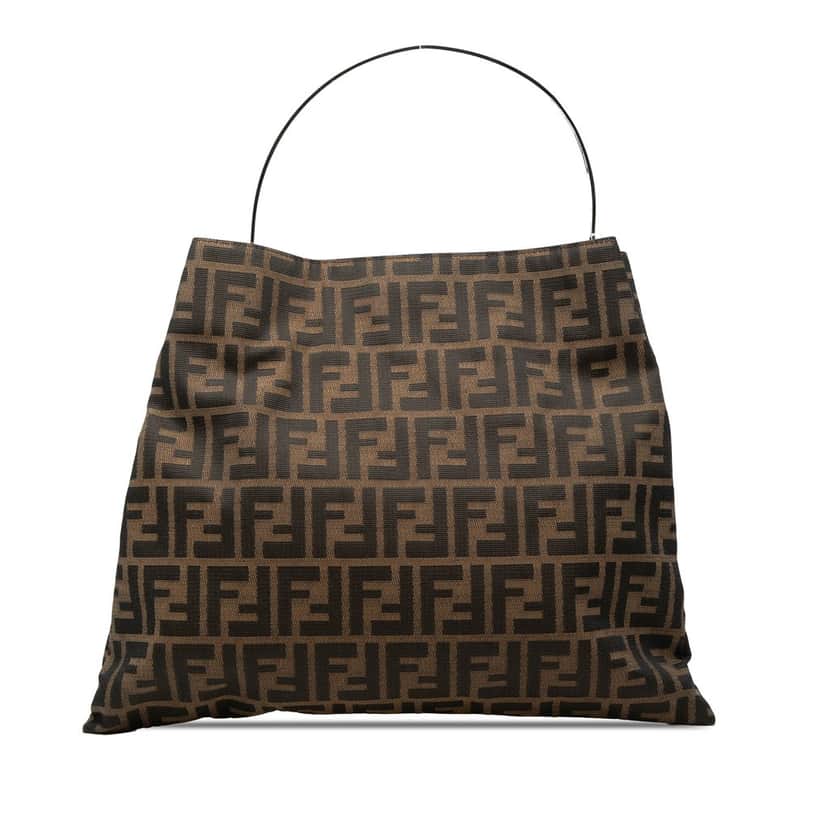 Fendi Zucca Canvas Metal Handle Tote Brown Very good condition - Front View